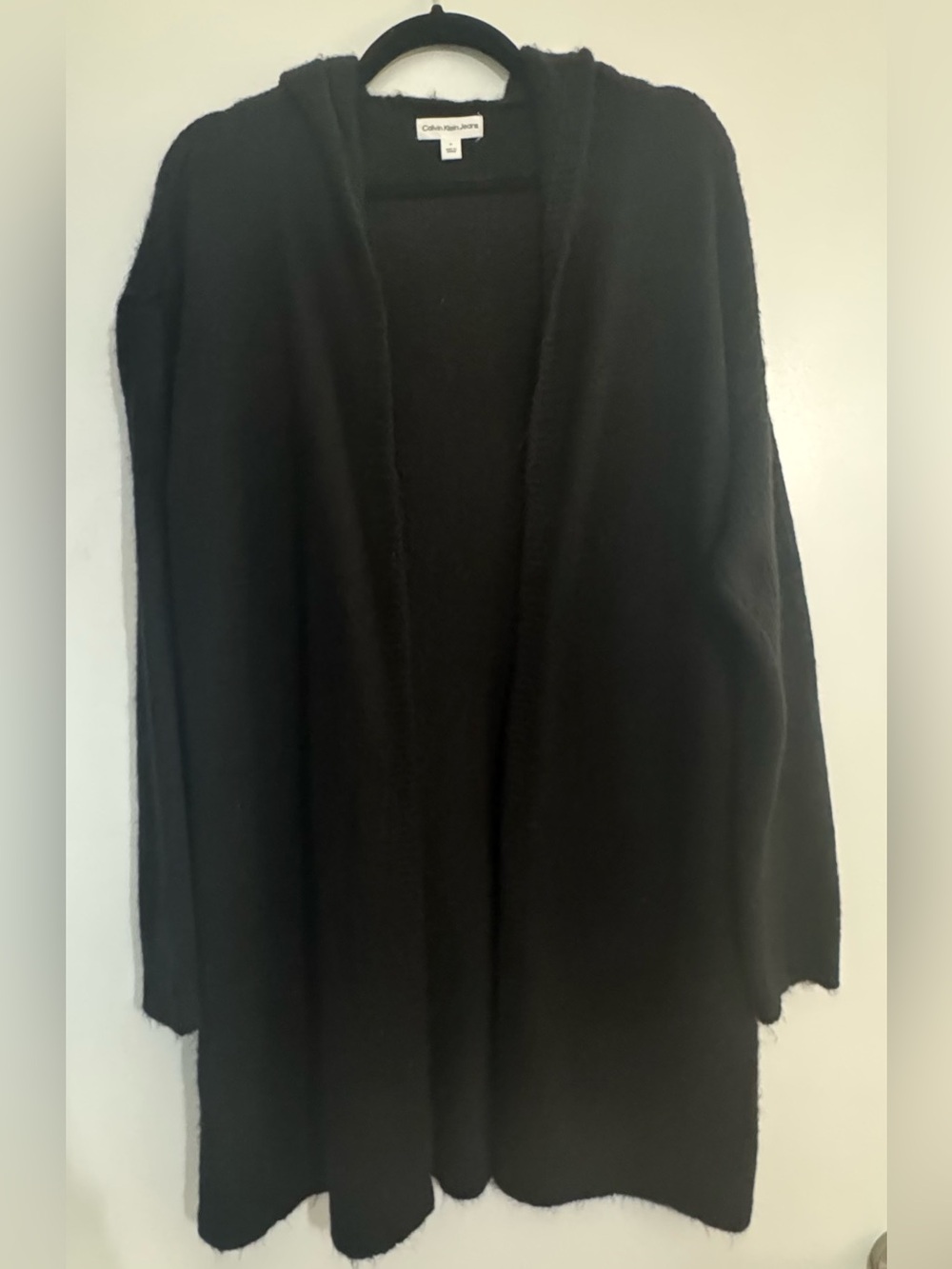 NWOT Calvin Klein Black Hooded Longline Cardigan Size Medium